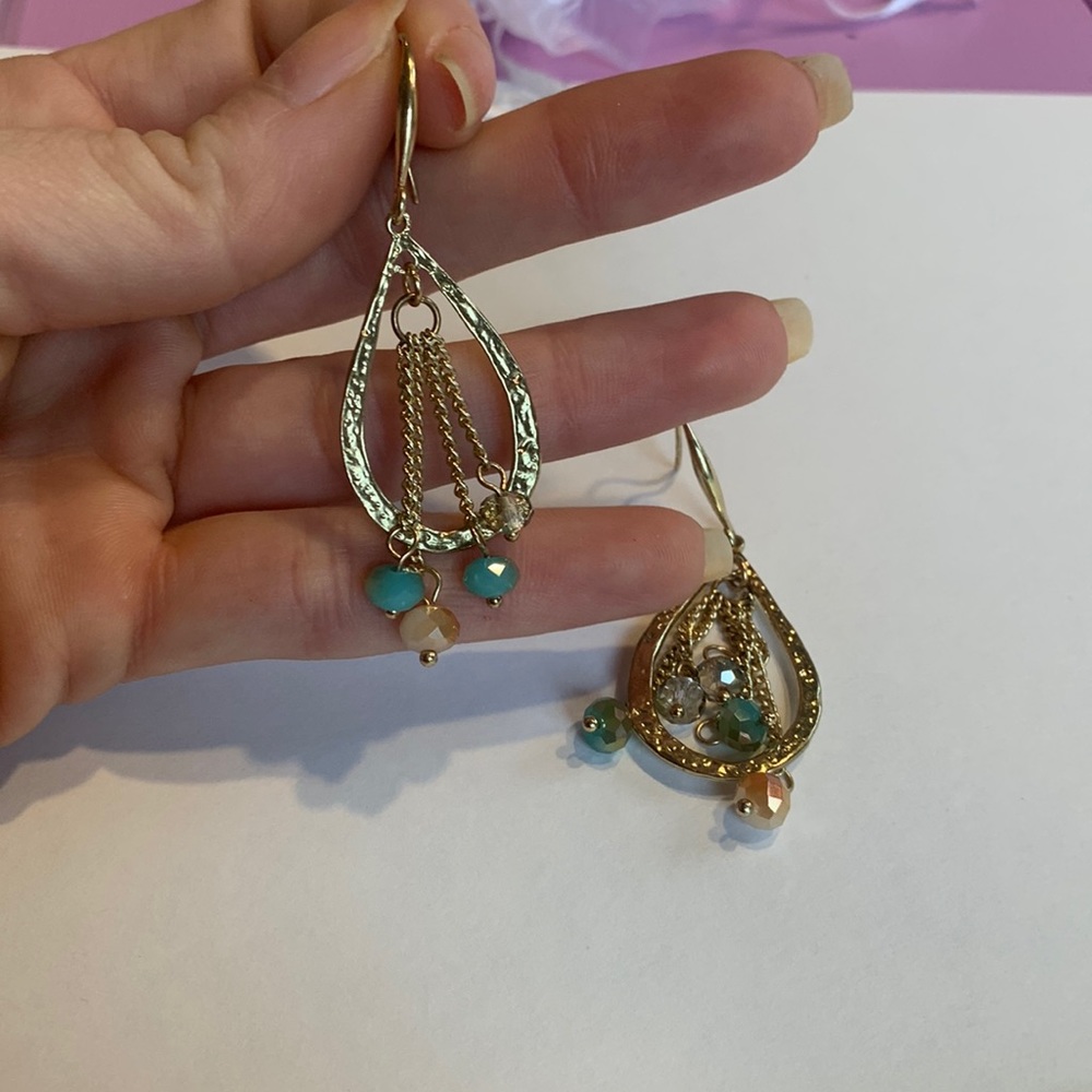 Gold and beaded drop earrings